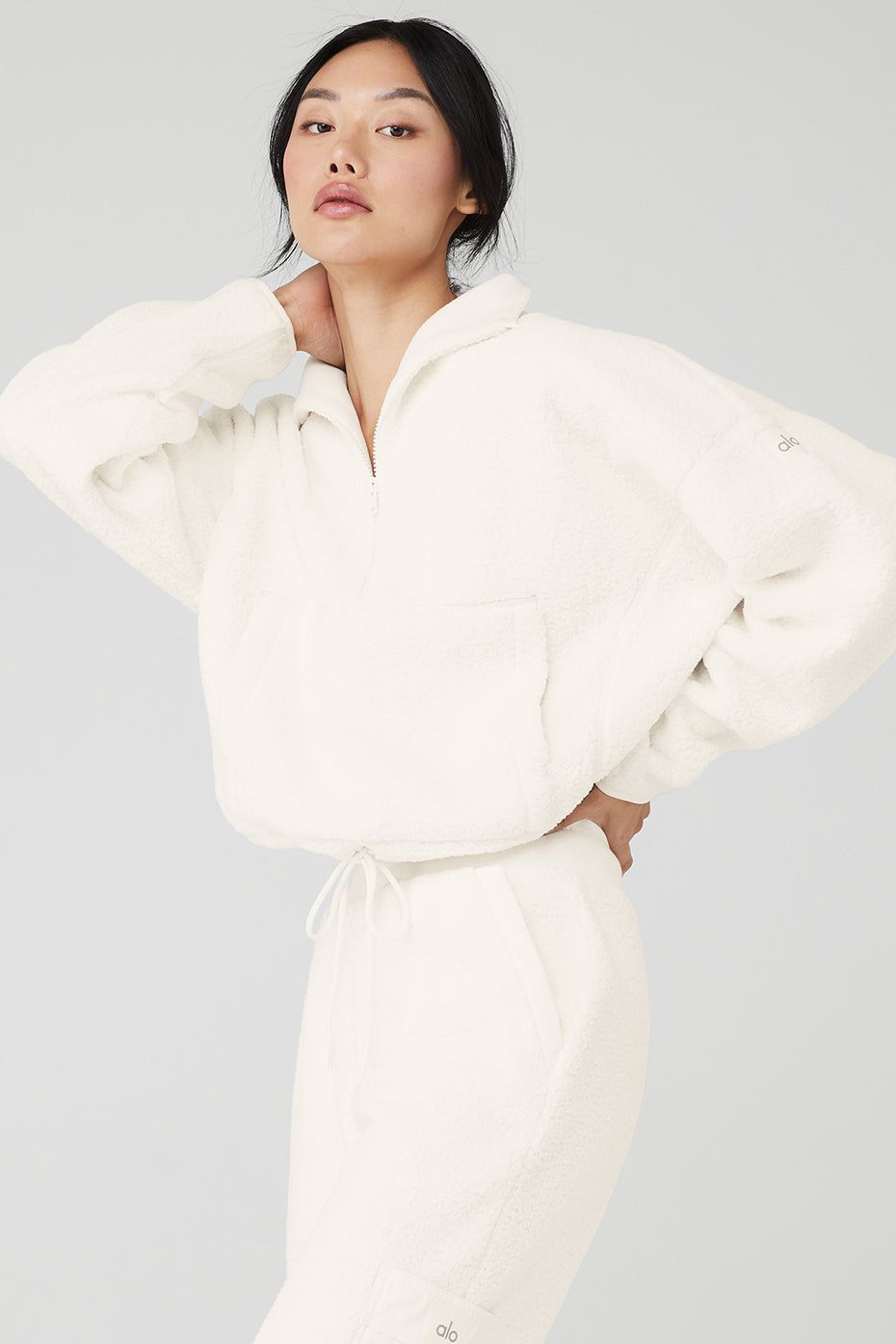 Micro Sherpa Cozy Cabin Half Zip Pullover - Ivory sold by Alo Yoga product image thumbnail 3
