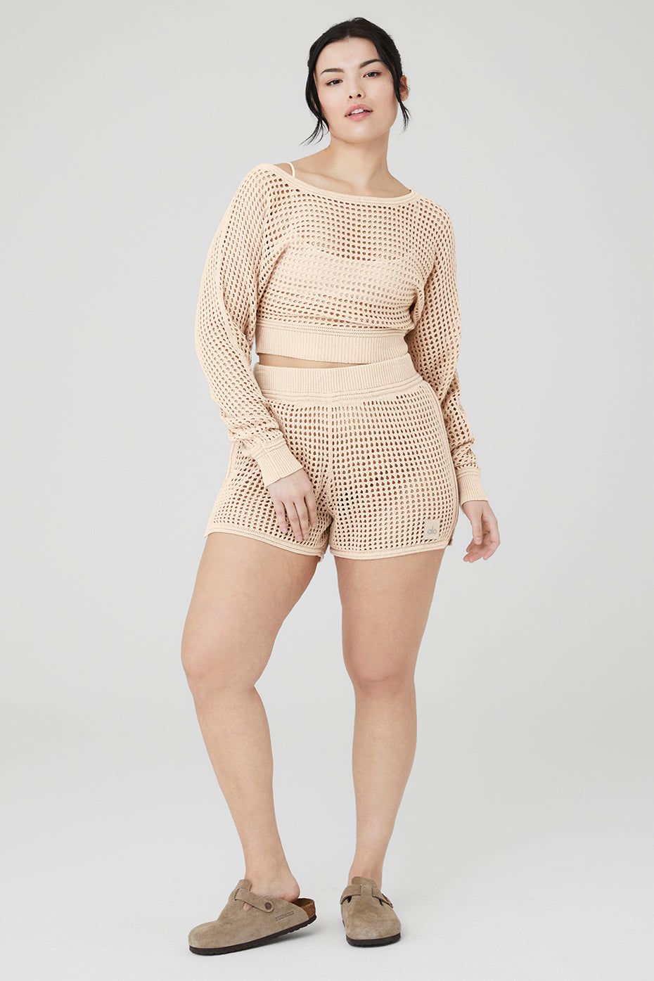 Open-Knit Cropped Chase The Sun Coverup & Open-Knit High-Waist Chase The Sun Short Set - Macadamia sold by Alo Yoga product image thumbnail 5