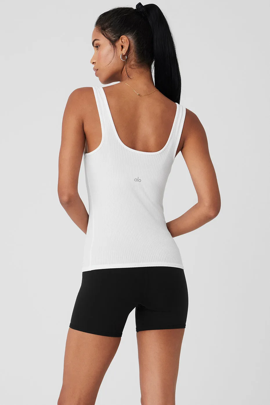 Ribbed Sea Coast Scoop Neck Tank - White sold by Alo Yoga product image thumbnail 2
