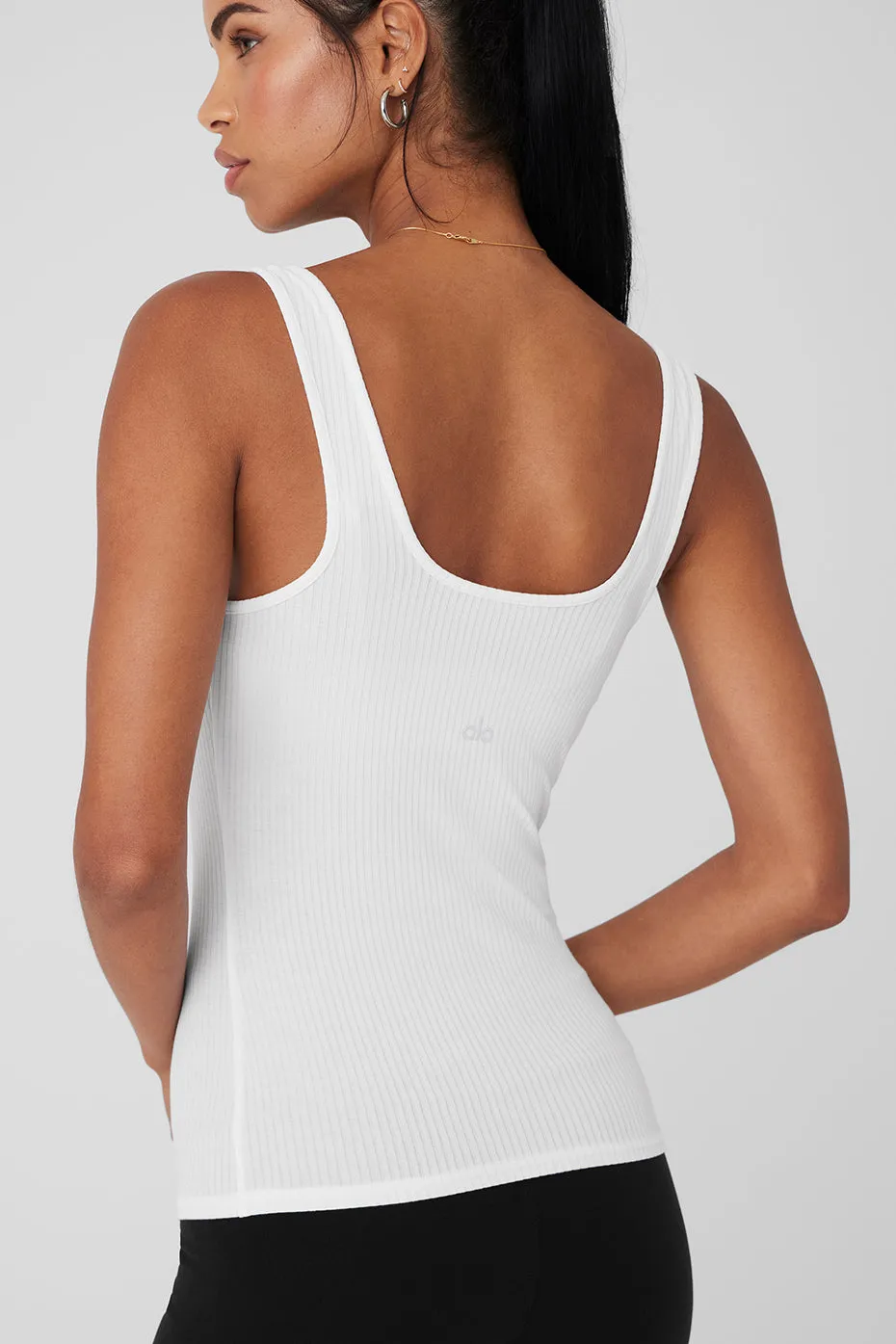Ribbed Sea Coast Scoop Neck Tank - White sold by Alo Yoga product image thumbnail 4