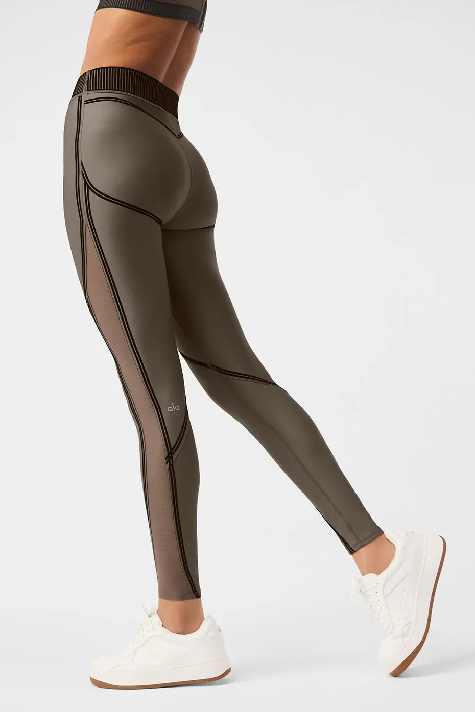 Airlift Mesh Line Up High-Waist Legging - Olive Tree | Parallel