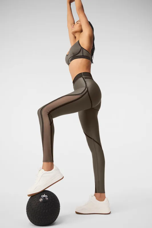 Airlift Mesh Line Up High-Waist Legging - Olive Tree sold by Alo Yoga