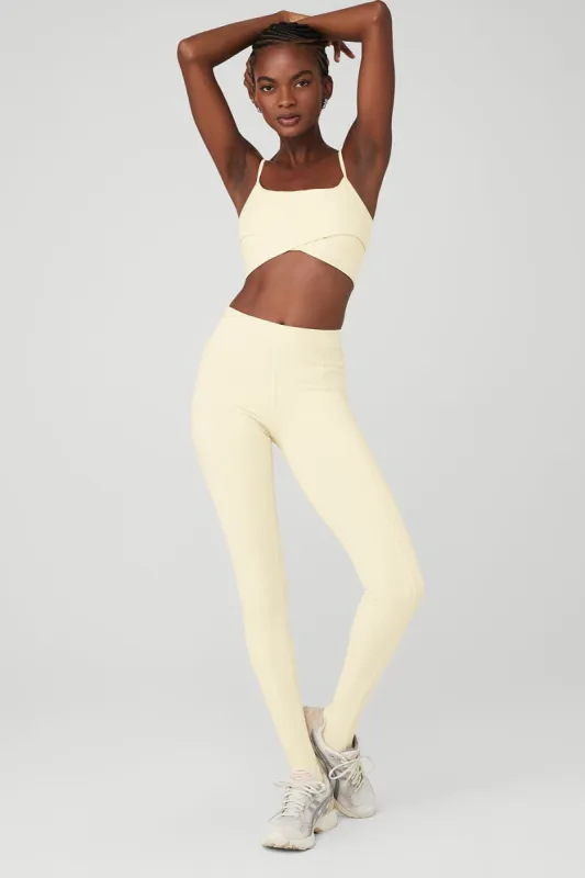 Airbrush Enso Bra & Airbrush High-Waist Enso Legging Set - French Vanilla sold by Alo Yoga