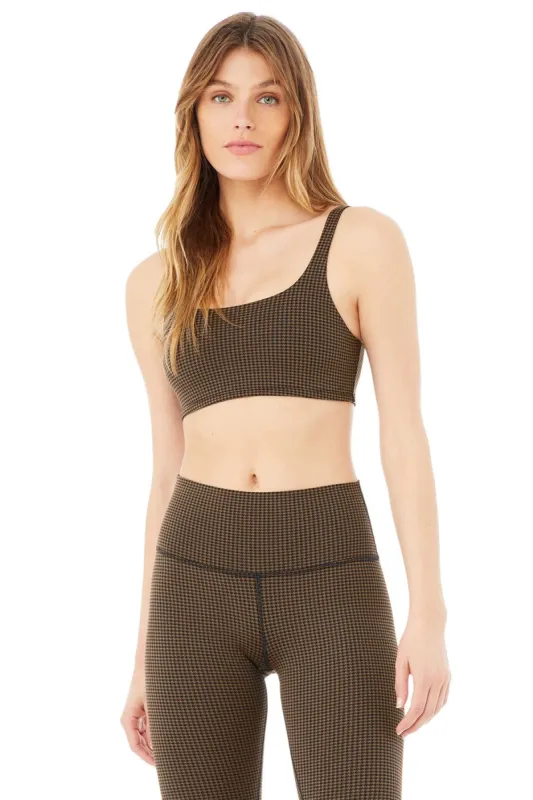 Micro Houndstooth Bra - Hot Cocoa/Black sold by Alo Yoga