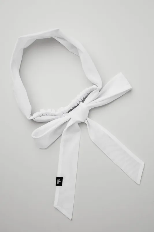 Fresh Mesh Tie Headband - White sold by Alo Yoga