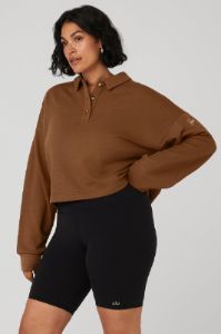Polo Henley Pullover - Cinnamon Brown sold by Alo Yoga
