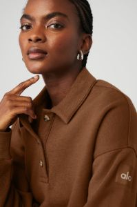 Polo Henley Pullover - Cinnamon Brown sold by Alo Yoga