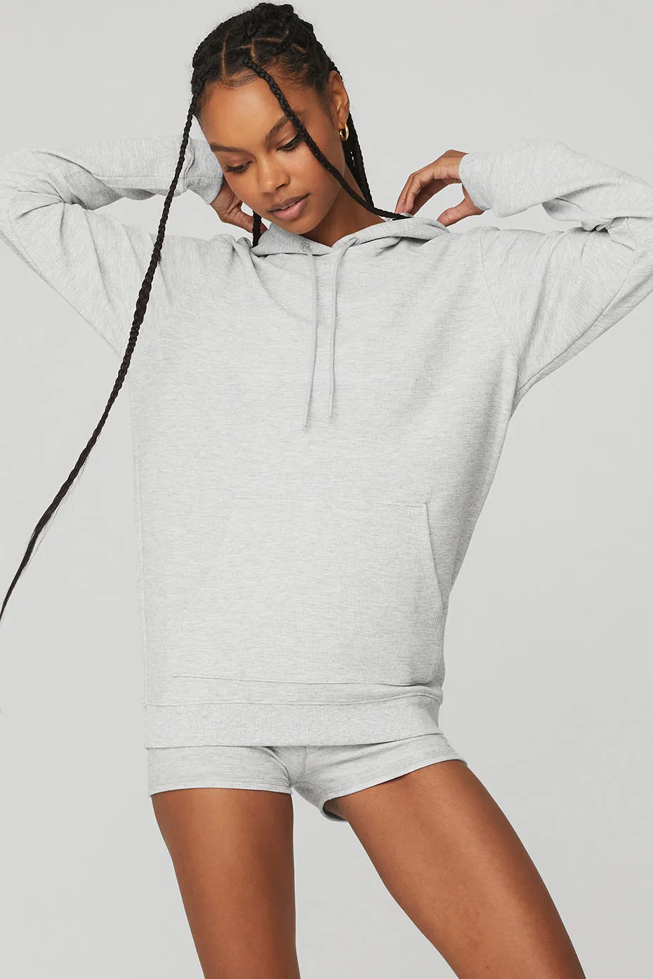 Micro Waffle Fast Break Hoodie - Athletic Heather Grey sold by Alo Yoga