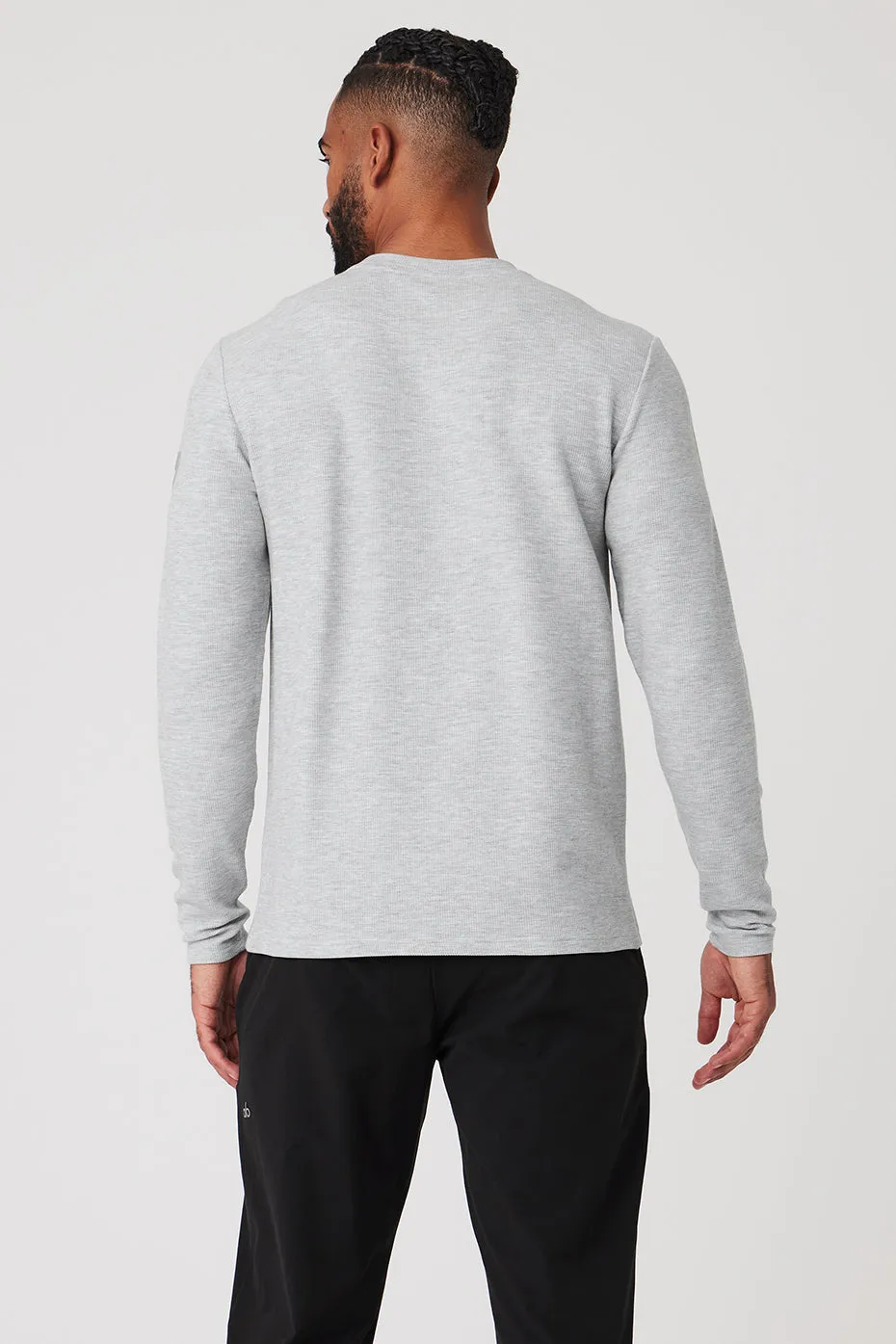 Micro Waffle Fast Break Long Sleeve Tee - Athletic Heather Grey sold by Alo Yoga product image thumbnail 2
