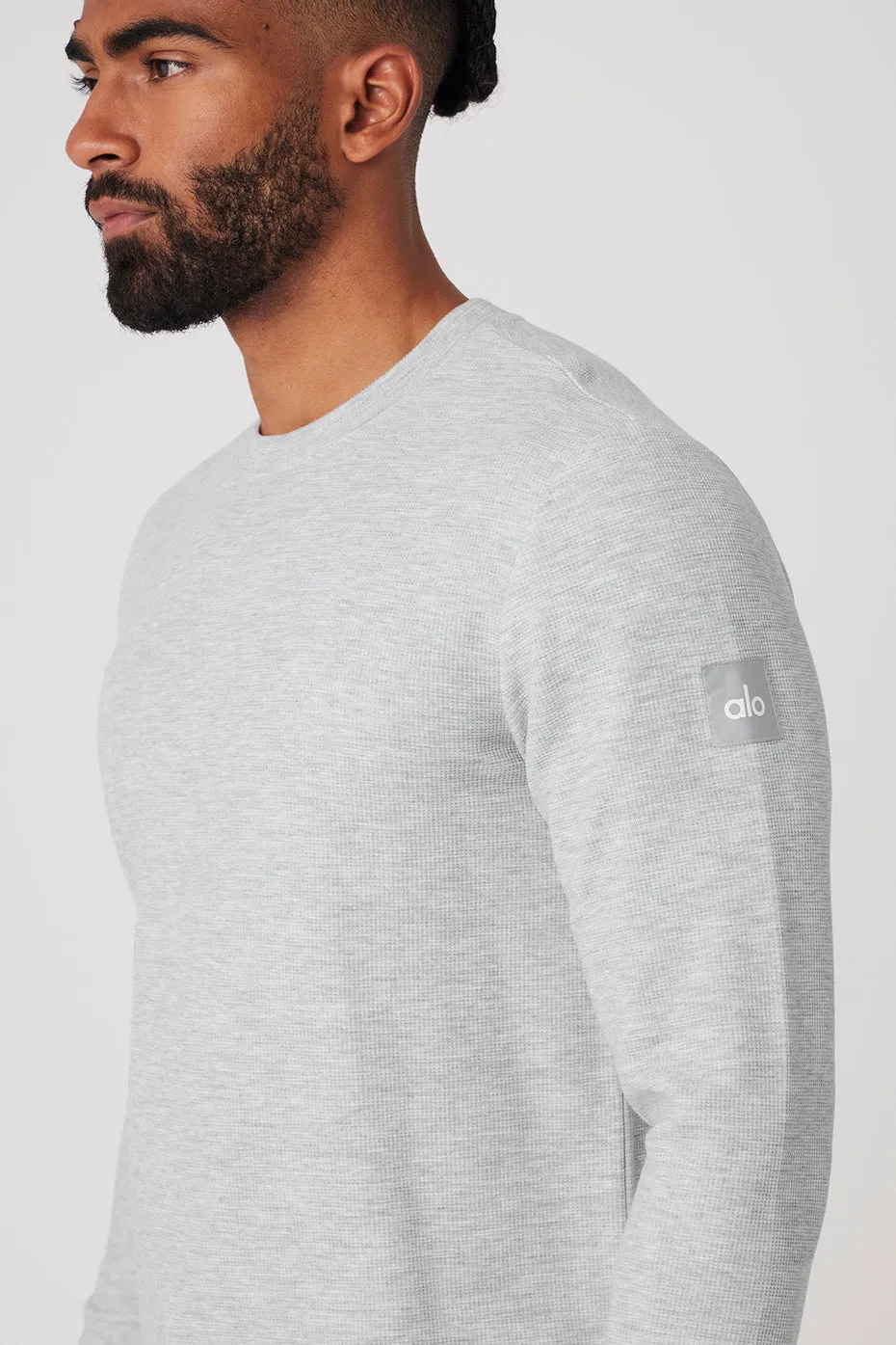 Micro Waffle Fast Break Long Sleeve Tee - Athletic Heather Grey sold by Alo Yoga product image thumbnail 4