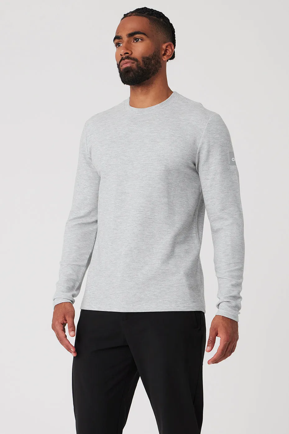 Micro Waffle Fast Break Long Sleeve Tee - Athletic Heather Grey sold by Alo Yoga product image thumbnail 3