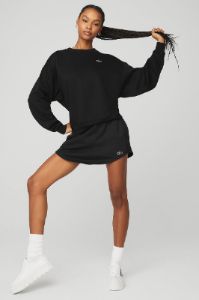 Accolade Crew Neck Pullover & High-Waist Accolade Skirt Set - Black sold by Alo Yoga