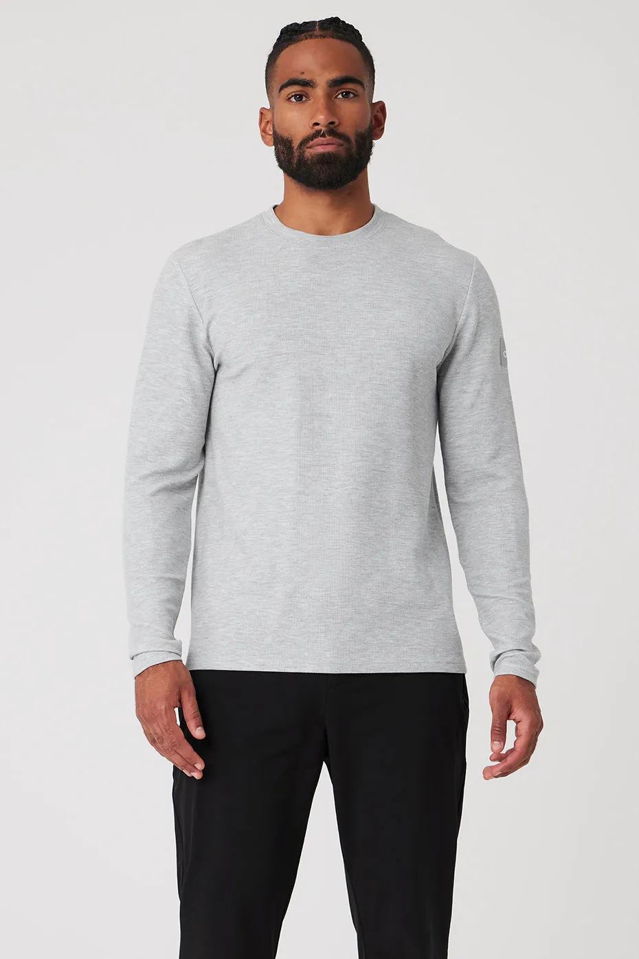 Micro Waffle Fast Break Long Sleeve Tee - Athletic Heather Grey sold by Alo Yoga