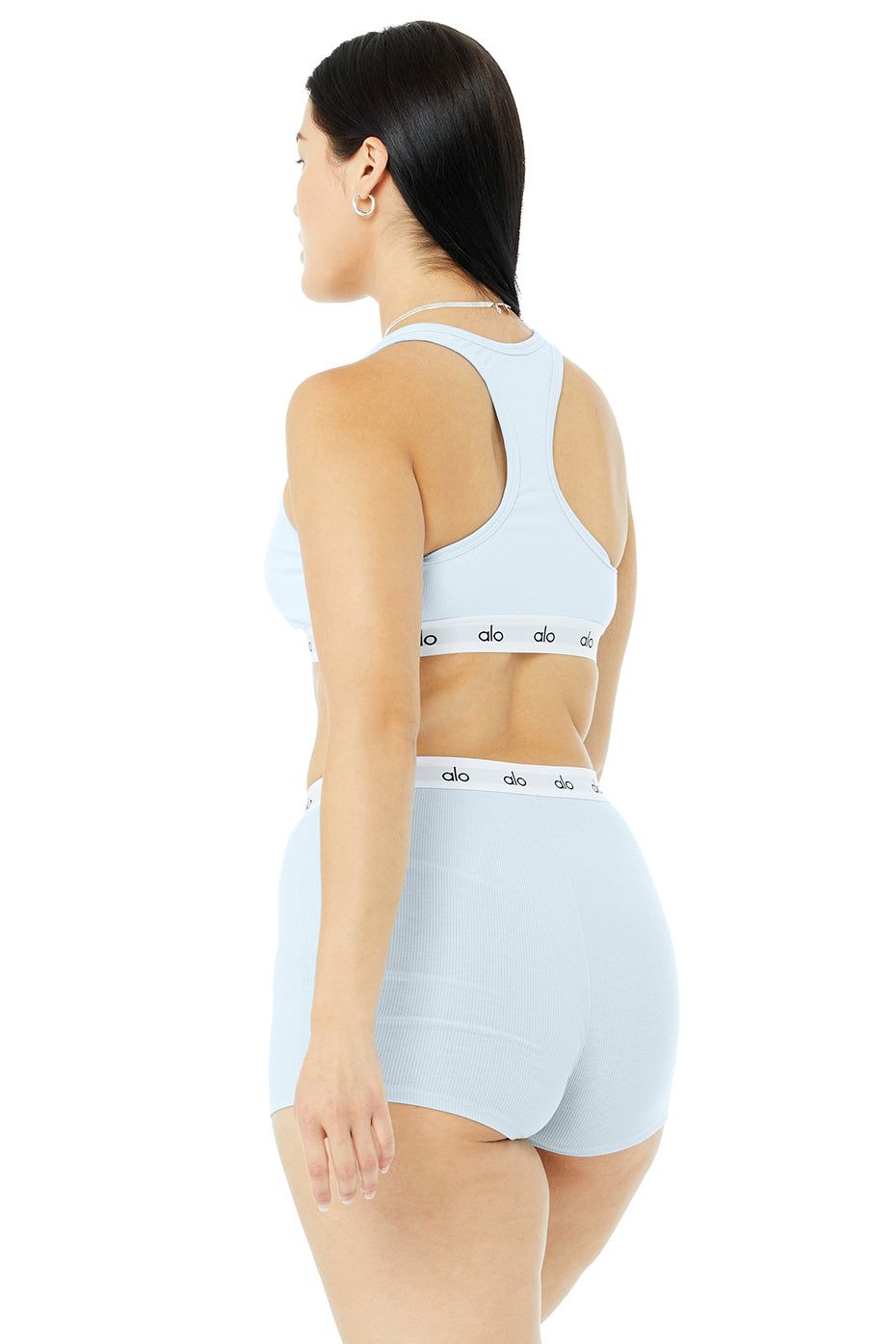 Icon Ribbed Henley Bra - Powder Blue sold by Alo Yoga product image thumbnail 12