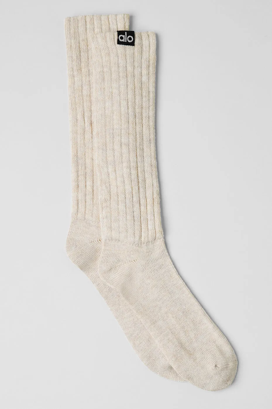Unisex Scrunch Sock - Oatmeal Heather sold by Alo Yoga