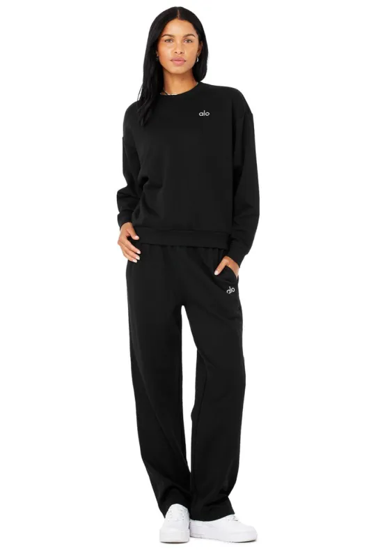 Accolade Crew Neck Pullover & Accolade Straight Leg Sweatpant Set - Black sold by Alo Yoga