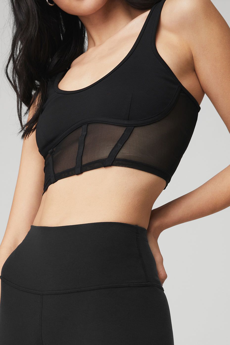 Airbrush Mesh Corset Tank & High-Waist Airbrush Legging Set - Black sold by Alo Yoga product image thumbnail 4