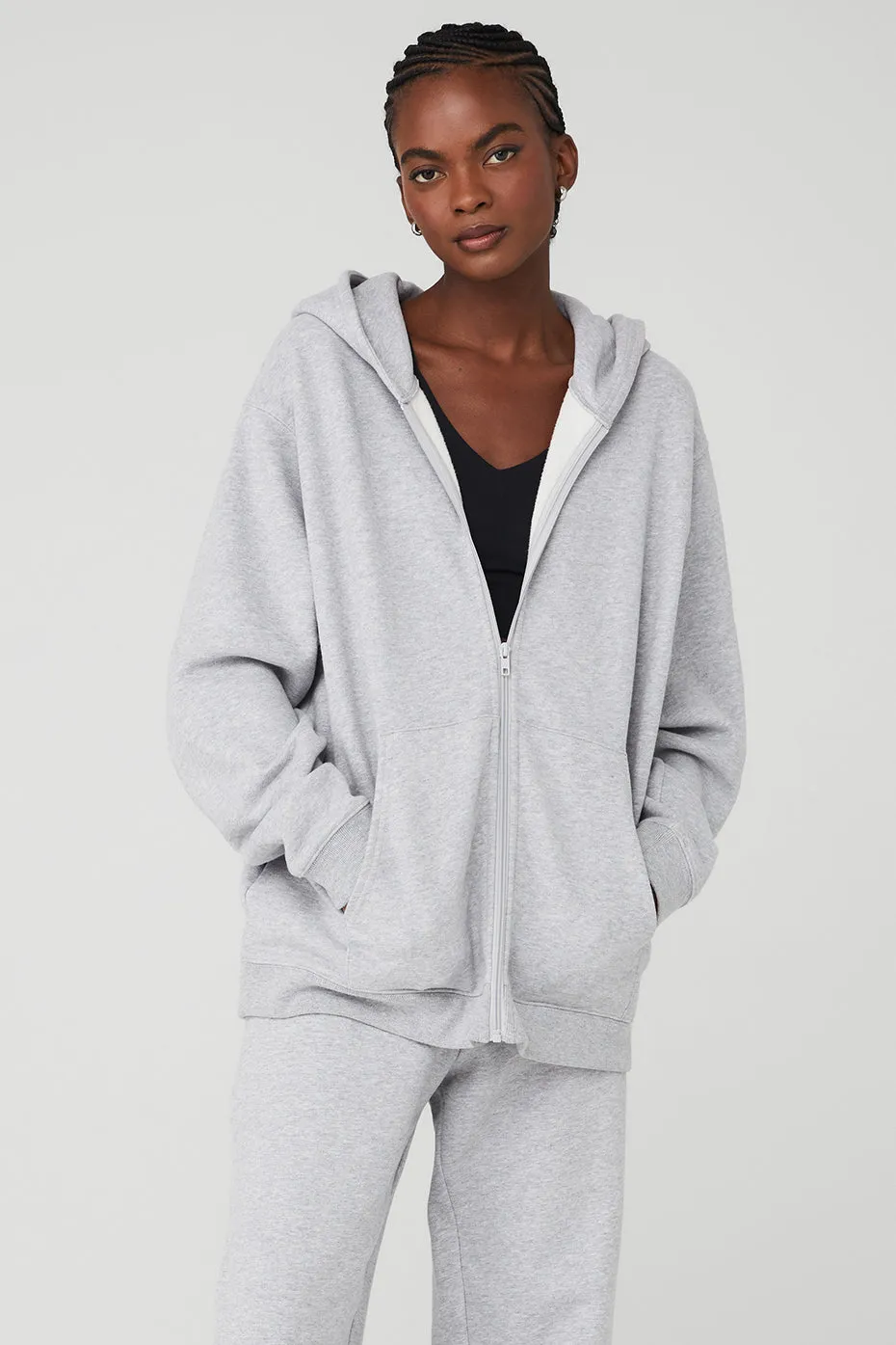 Renown Heavy Weight Full Zip Hoodie - Athletic Heather Grey sold by Alo Yoga