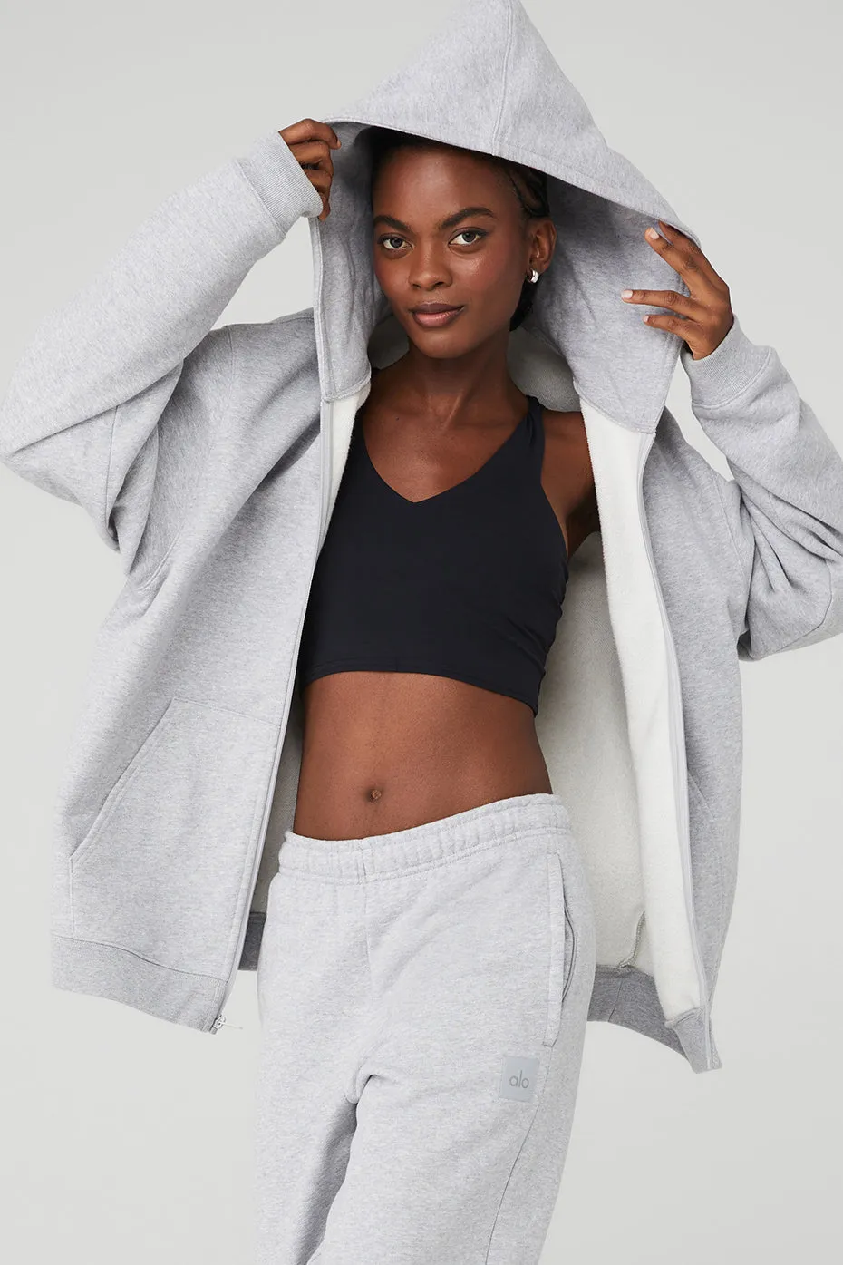 Renown Heavy Weight Full Zip Hoodie - Athletic Heather Grey sold by Alo Yoga product image thumbnail 3
