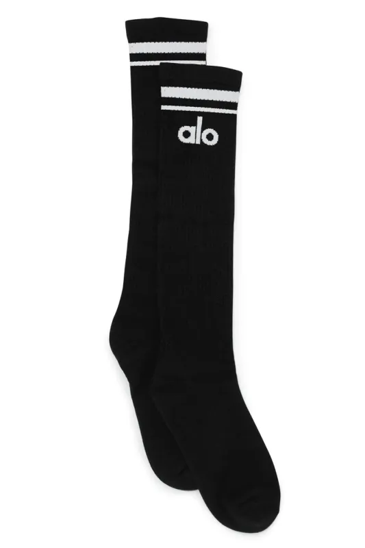 Women's Knee-High Throwback Sock - Black/White sold by Alo Yoga