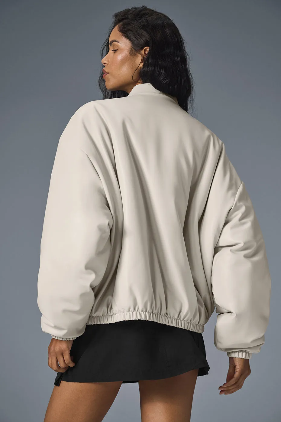 Faux Leather Premier Bomber - Bone sold by Alo Yoga product image thumbnail 4