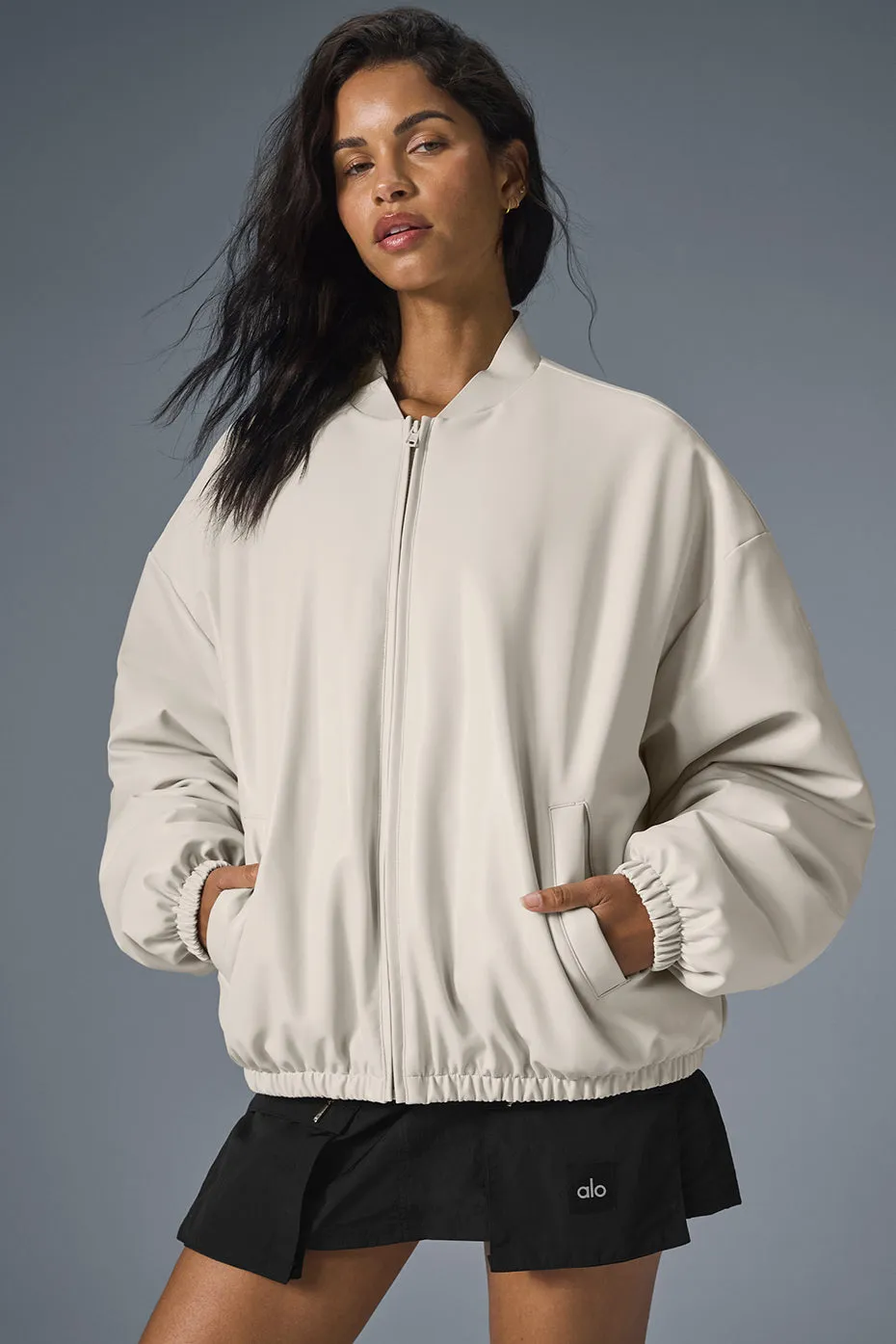 Faux Leather Premier Bomber - Bone sold by Alo Yoga product image thumbnail 5