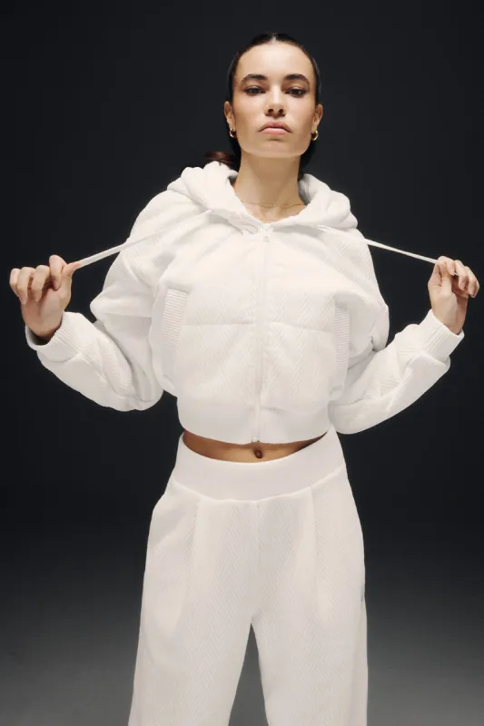 Cropped Cozy Day Full Zip Jacket - Ivory sold by Alo Yoga