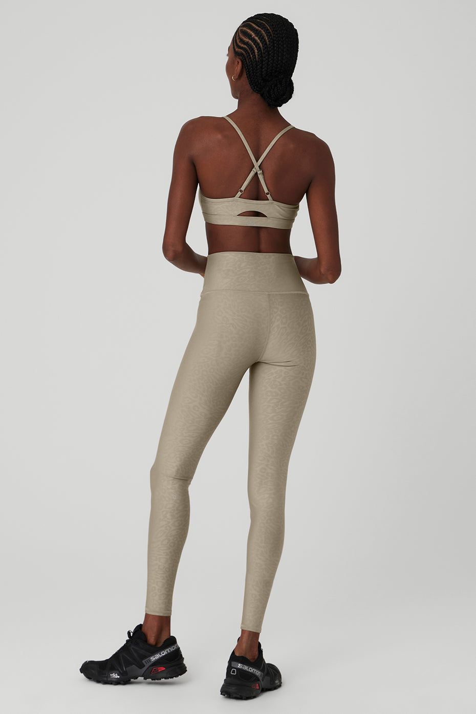 Airlift Leopard Debossed Intrigue Bra & Airlift High-Waist Leopard Debossed Legging Set - Gravel sold by Alo Yoga product image thumbnail 2