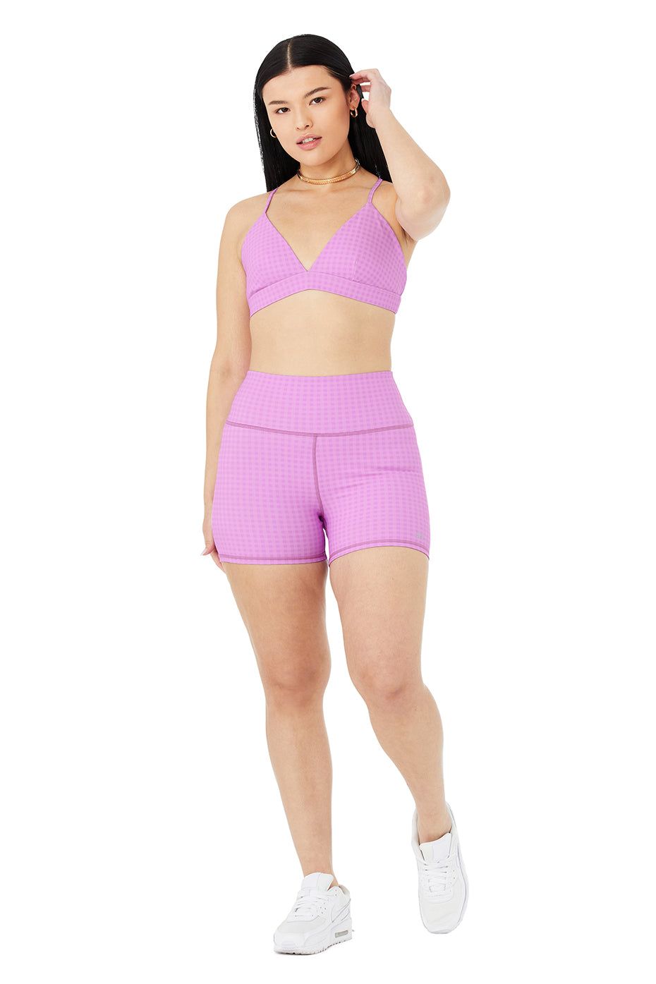4" Vapor High-Waist Gingham Short - Pink Lavender sold by Alo Yoga product image thumbnail 10