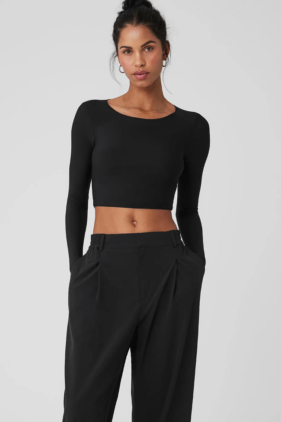 Mesh Sheer Illusion Long Sleeve Black Parallel