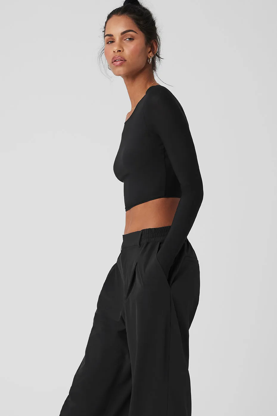 Mesh Sheer Illusion Long Sleeve - Black sold by Alo Yoga product image thumbnail 3