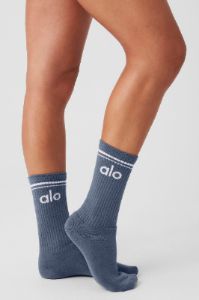 Unisex Throwback Sock - Bluestone/White sold by Alo Yoga