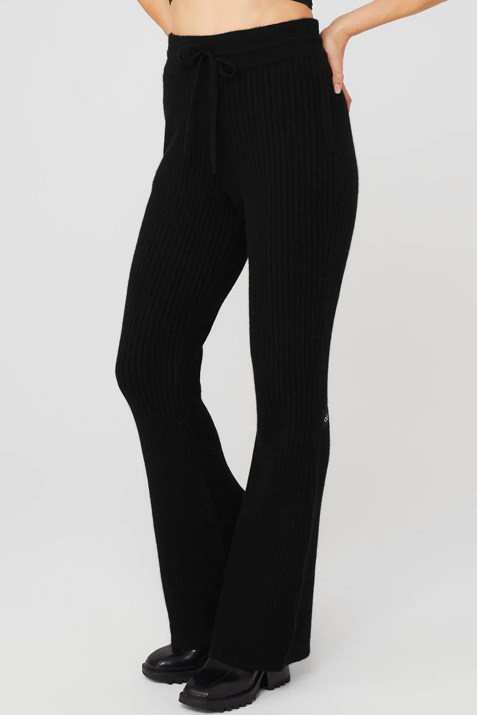 Cashmere Ribbed High-Waist Winter Dream Flare Pant - Black sold by Alo Yoga product image thumbnail 3