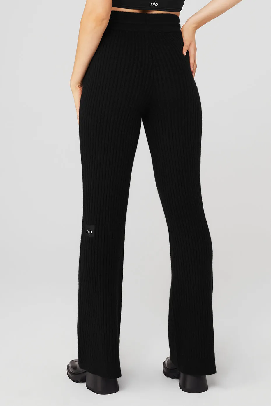 Cashmere Ribbed High-Waist Winter Dream Flare Pant - Black sold by Alo Yoga product image thumbnail 2