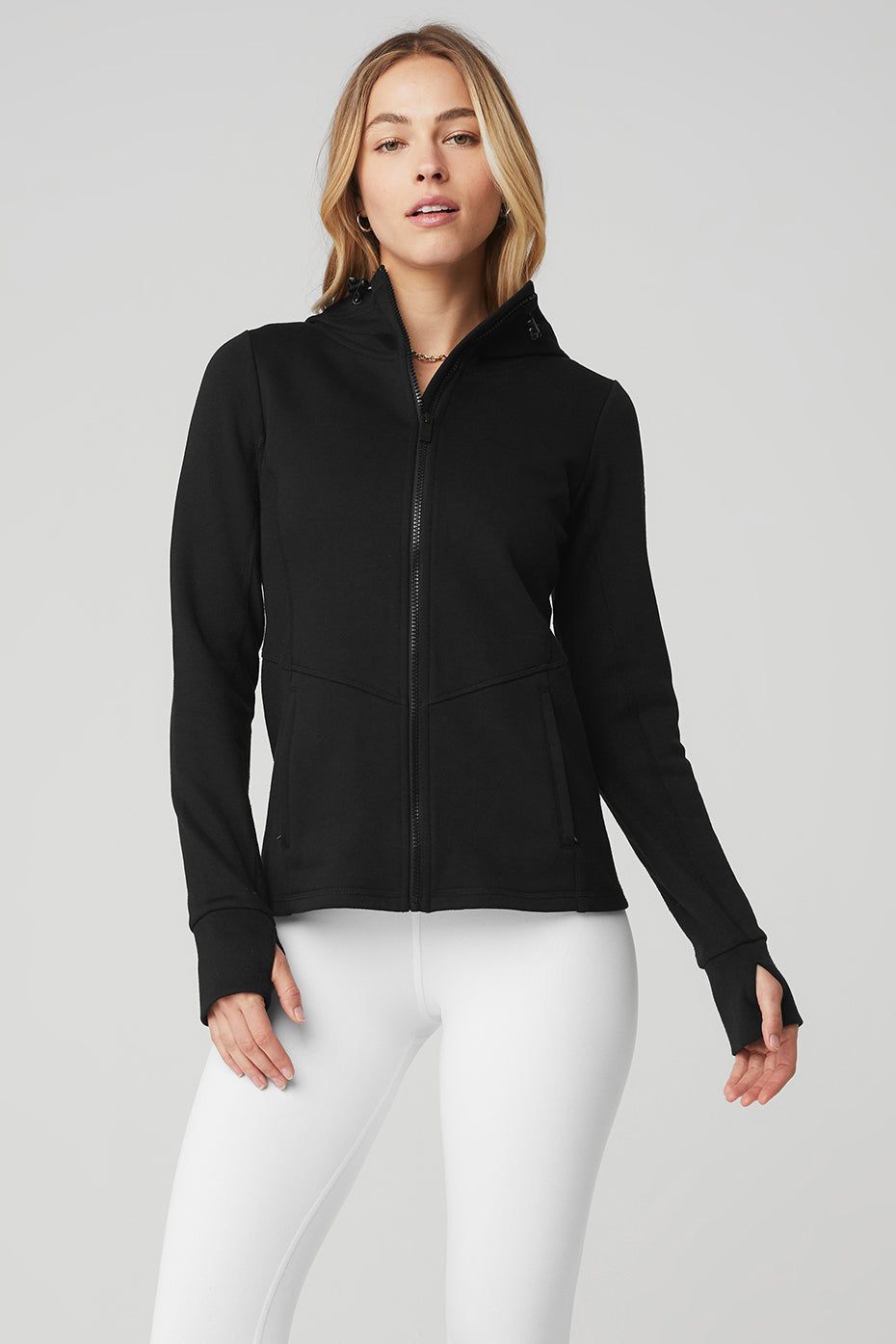 Foundation Zip Hoodie - Black sold by Alo Yoga