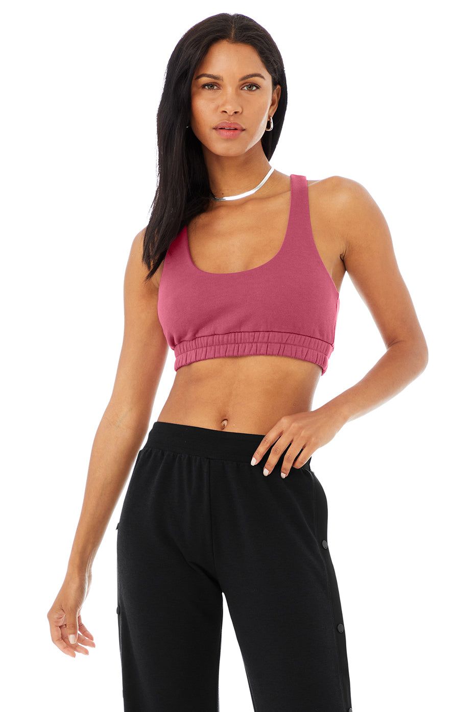 Scoop Neck Sweatshirt Bra - Raspberry Sorbet sold by Alo Yoga