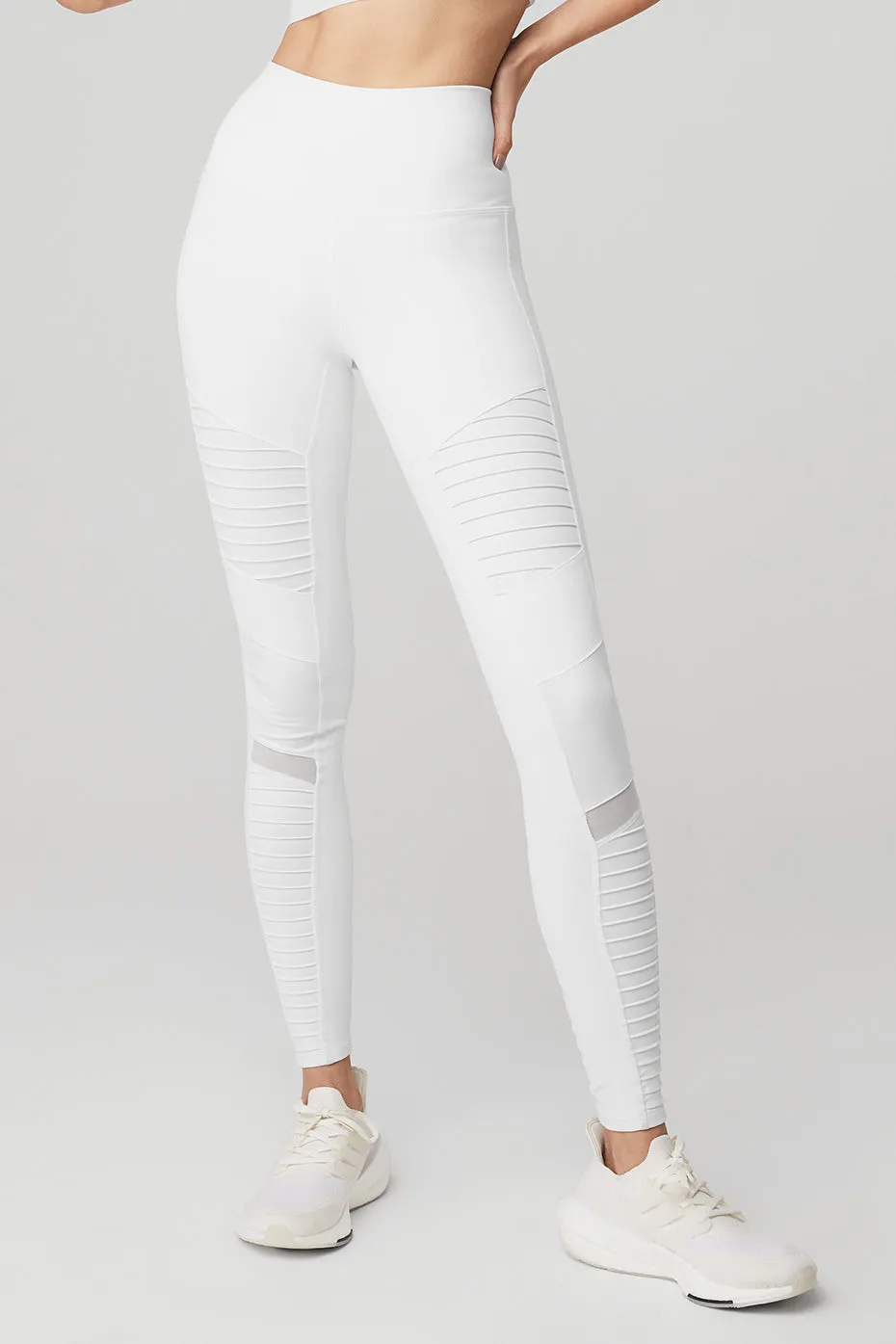 High-Waist Moto Legging - White/White Glossy sold by Alo Yoga