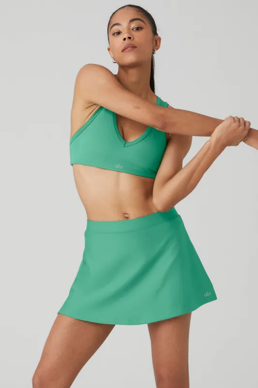 Airlift Ribbed Jump Start V-Neck Bra - Lettuce sold by Alo Yoga