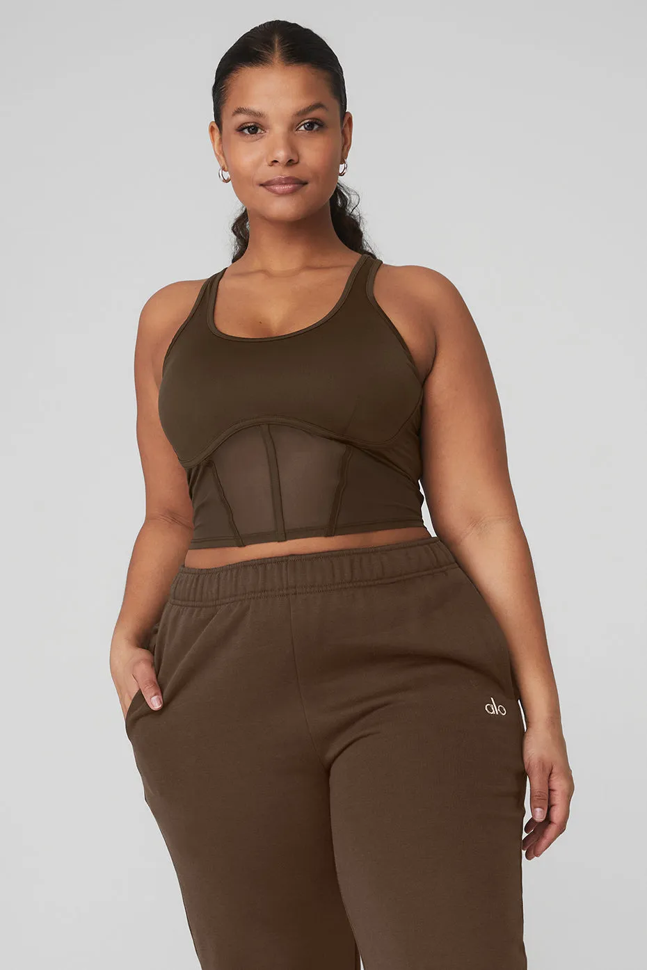 Airbrush Mesh Corset Tank - Espresso sold by Alo Yoga product image thumbnail 5