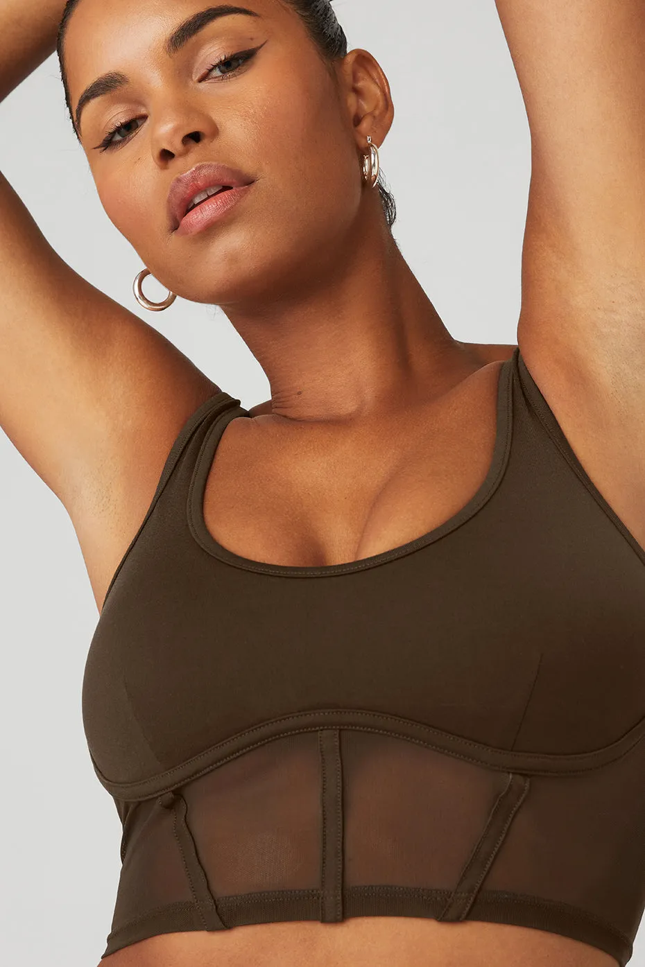 Airbrush Mesh Corset Tank - Espresso sold by Alo Yoga product image thumbnail 4