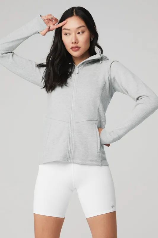 Foundation Zip Hoodie - Athletic Heather Grey sold by Alo Yoga