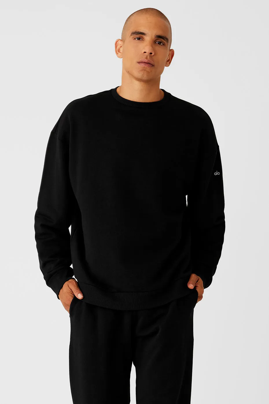 Chill Crew Neck Pullover - Black sold by Alo Yoga