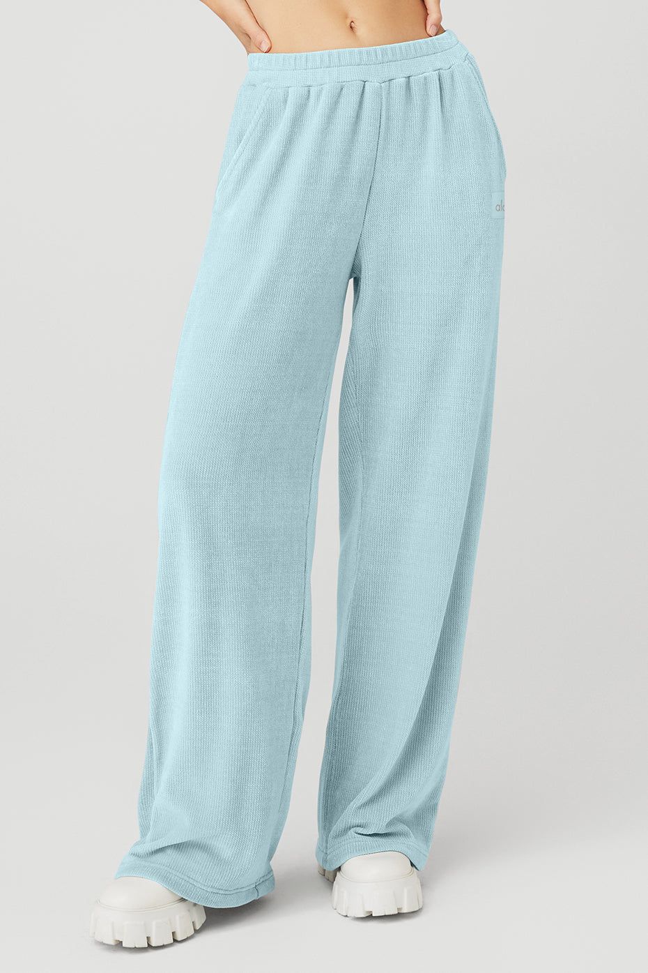 Chenille High-Waist Wide Leg Chalet Pant - Chalk Blue sold by Alo Yoga