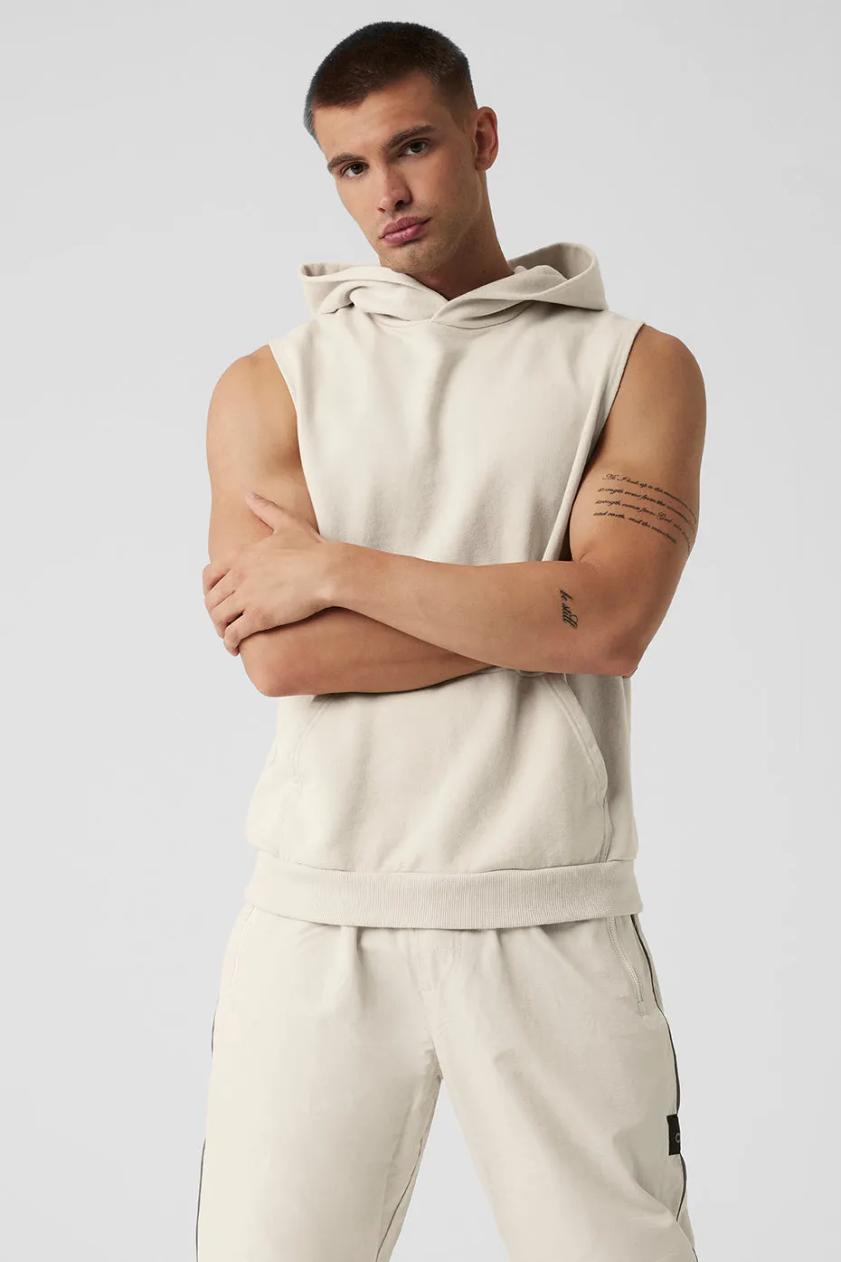 Chill Sleeveless Hoodie - Bone sold by Alo Yoga
