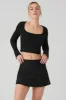 Alosoft Ribbed Show Stopper Long Sleeve Top - Black sold by Alo Yoga