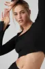 Alosoft Ribbed Show Stopper Long Sleeve Top - Black sold by Alo Yoga