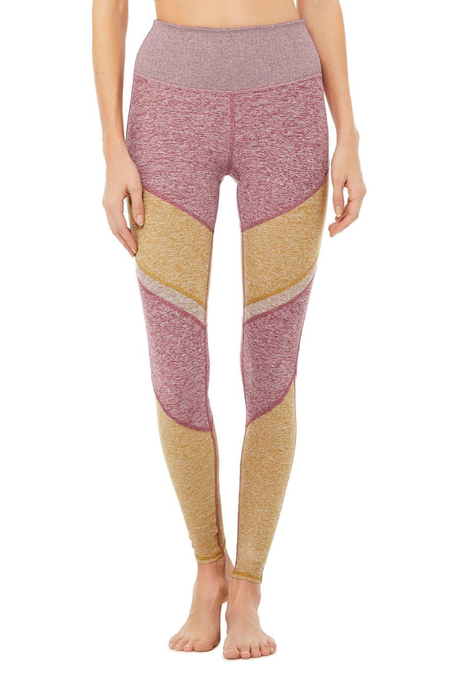 High-Waist Alosoft Sheila Legging - Dragonfruit Heather/Caramel Heather/Gravel Heather sold by Alo Yoga