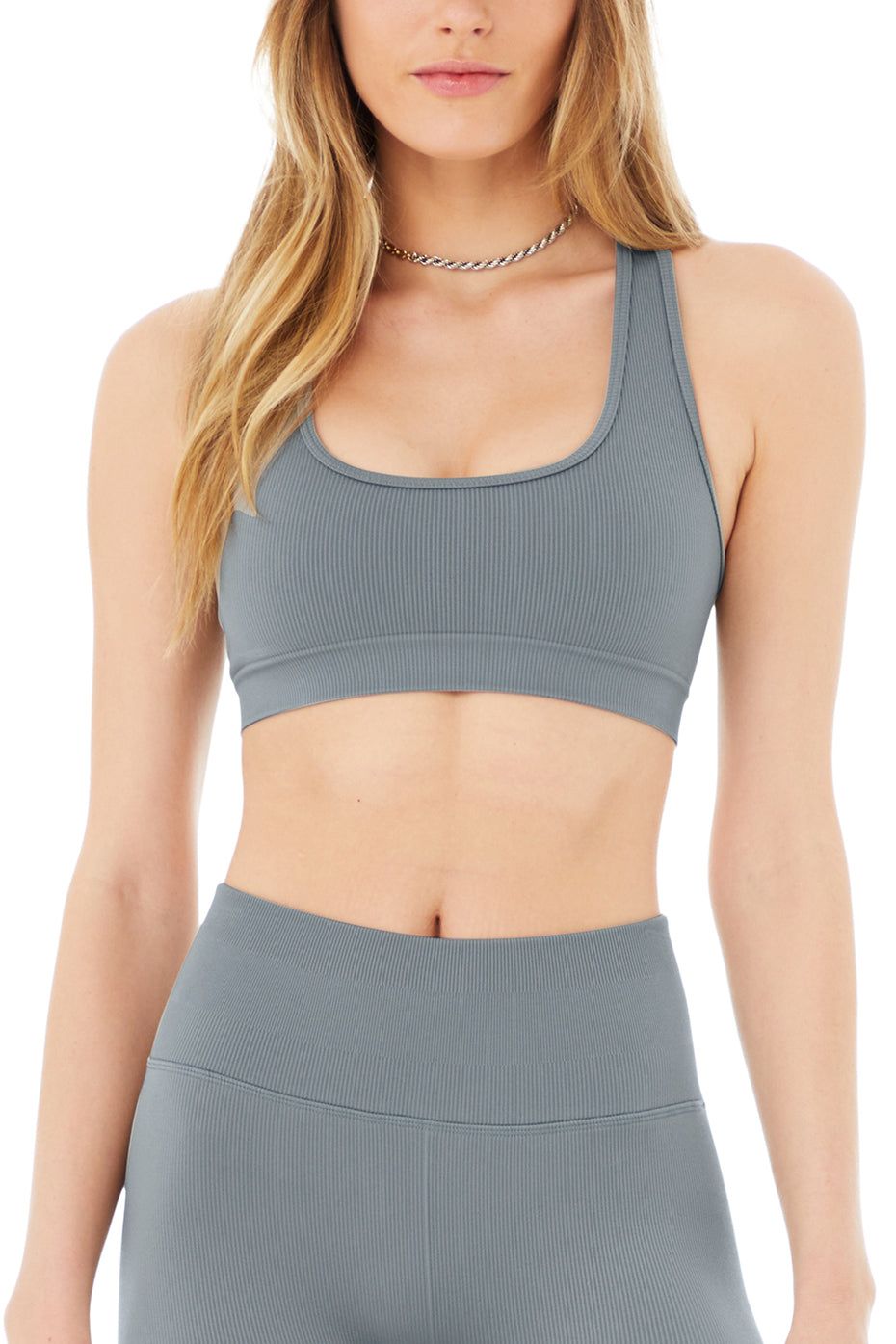 Seamless High-Waist Ribbed Legging - Steel Blue sold by Alo Yoga product image thumbnail 4