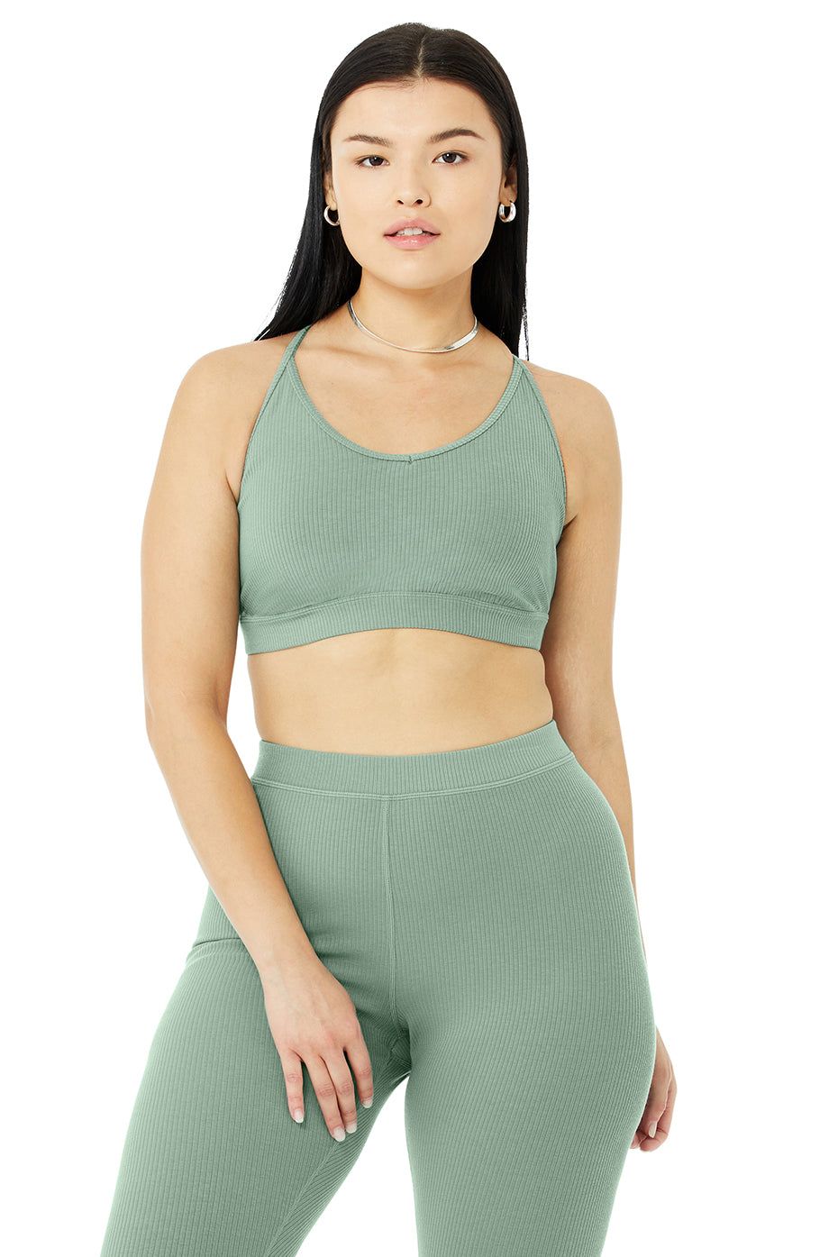 Ribbed Blissful Bra - Soft Seagrass sold by Alo Yoga product image thumbnail 6