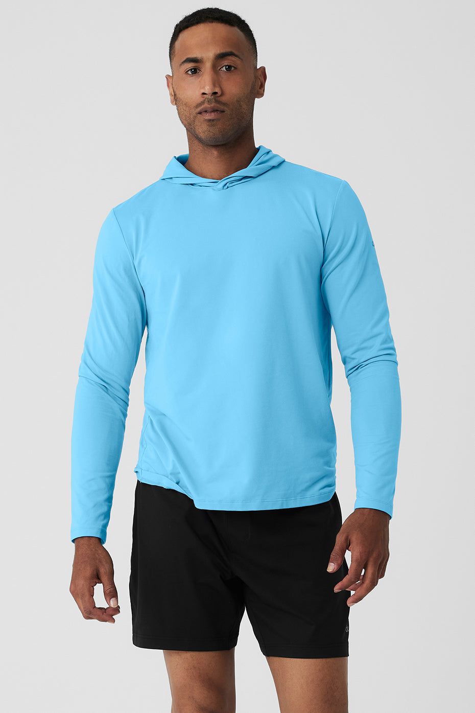 Conquer Reform Long Sleeve With Hood - Azure Blue sold by Alo Yoga